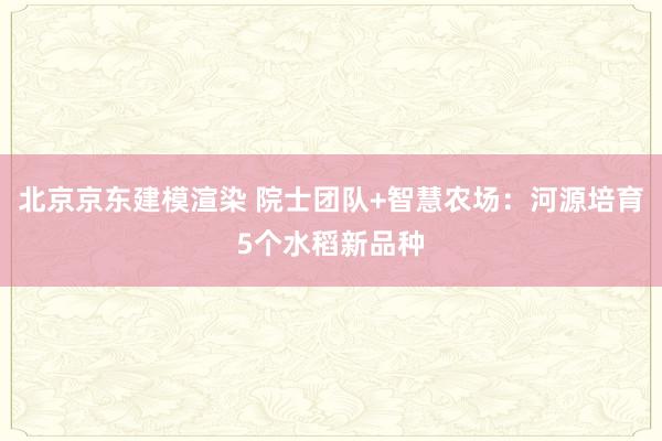 北京京东建模渲染 院士团队+智慧农场：河源培育5个水稻新品种